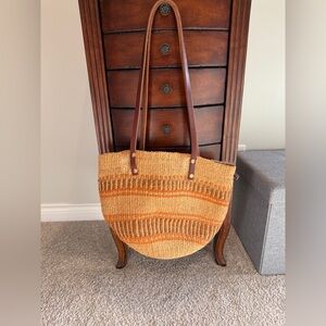 Sisel  Tan and Brown Woven Tote Bag